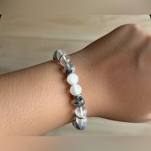 Black Rutilated Quartz Bracelet 6”